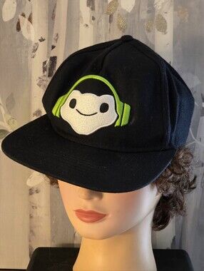 Overwatch Lucio Black Cotton Snapback Hat Embroidered Lucio Face Logo Unisex OS